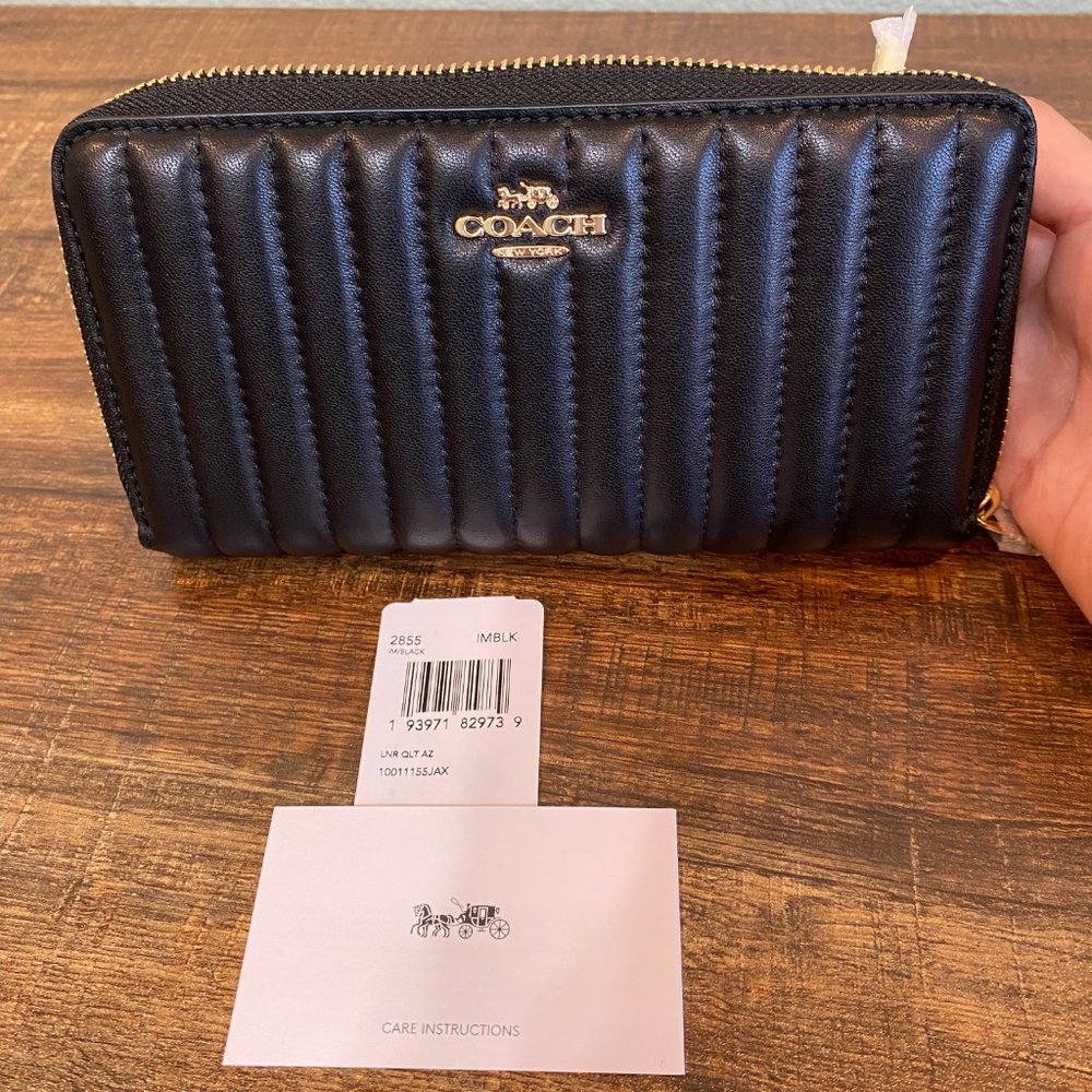 🚀SOLD🧨NWT Coach Accordion Zip Wallet W/ Linear Quilting - Picture 7 of 11